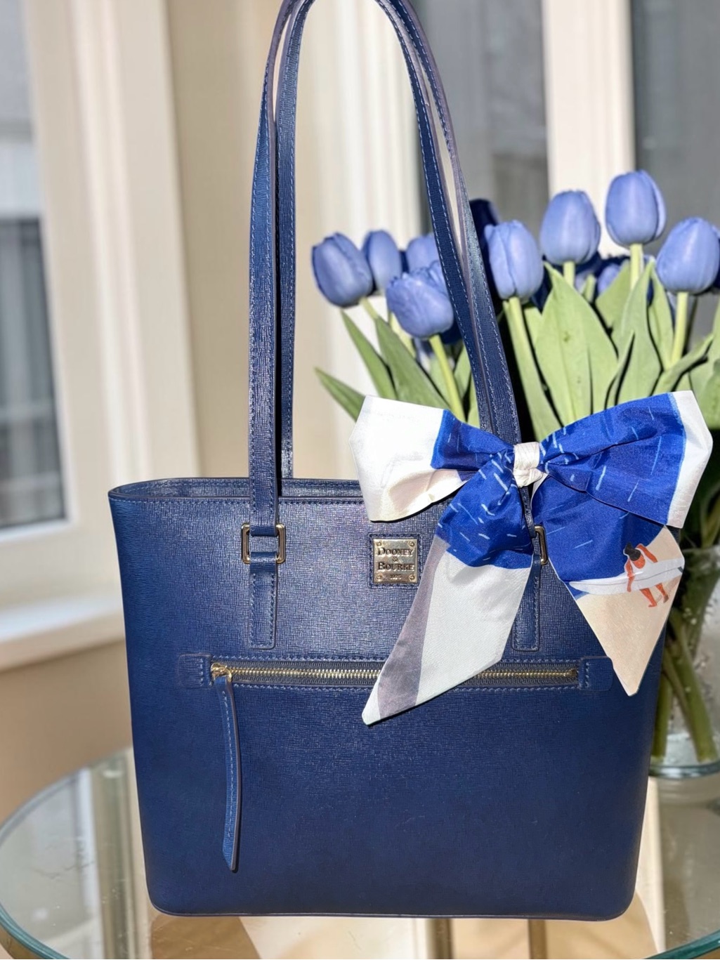 Dooney & Bourke Saffiano Leather Large Shopper Tote Marine Blue